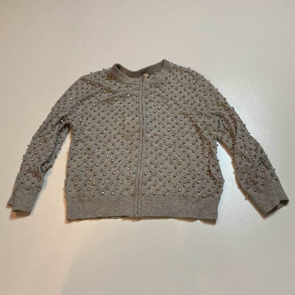 Micheal Kors Cashmere Sweater Cardigan Jacket Grey Studded - Picture 1 of 9